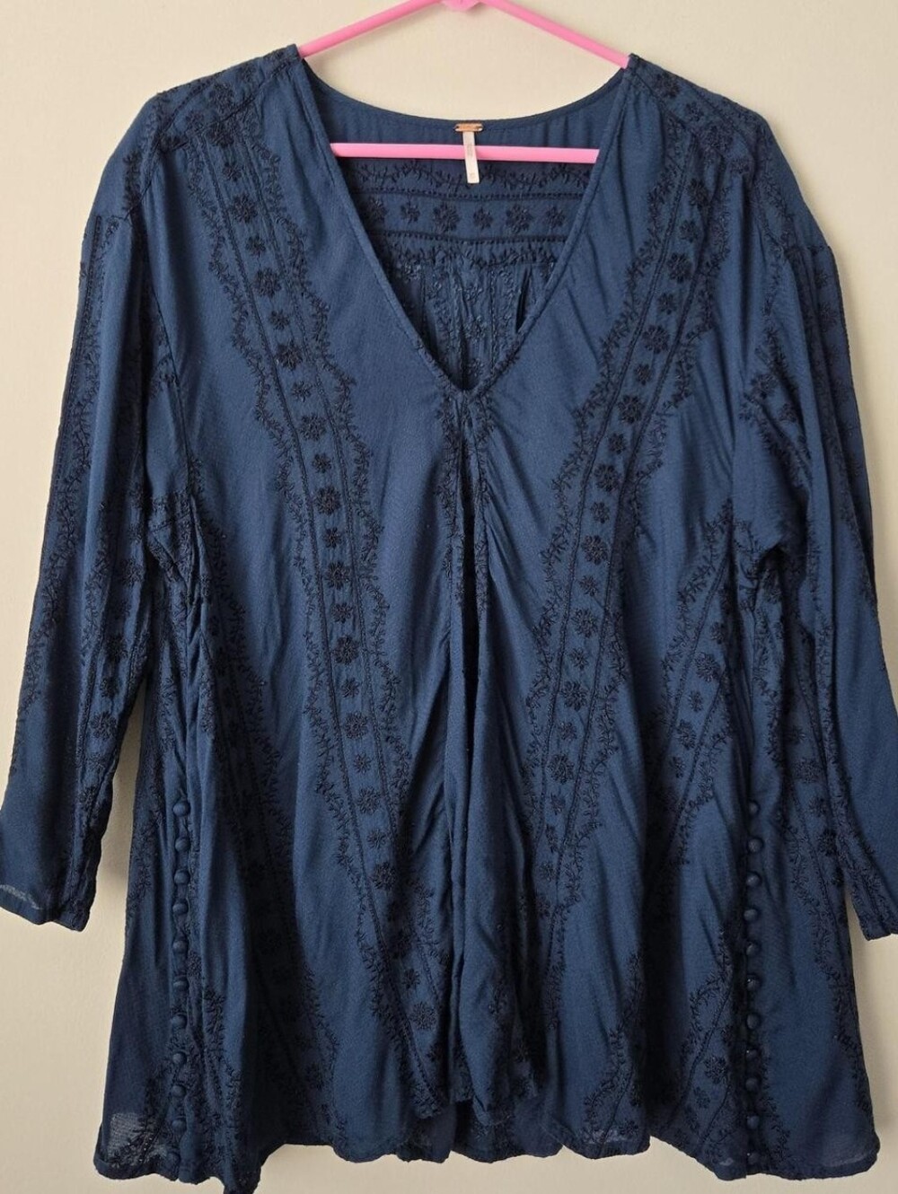 Free People Embroidered Top Tunic Mini Dress